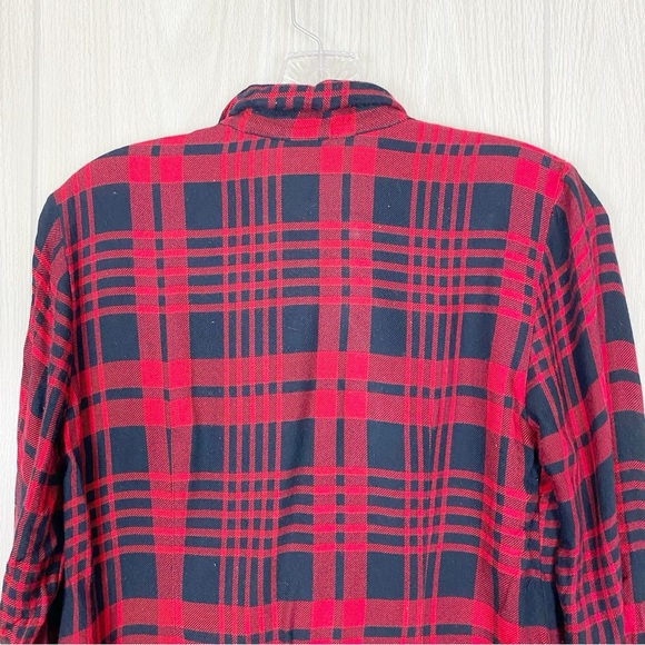 Cabi | Lodge Ruffle Red & Black Plaid Button Down Shirt Size XS - Picture 6 of 14